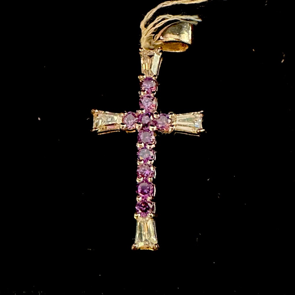 Amethyst and CZ Sterling Cross